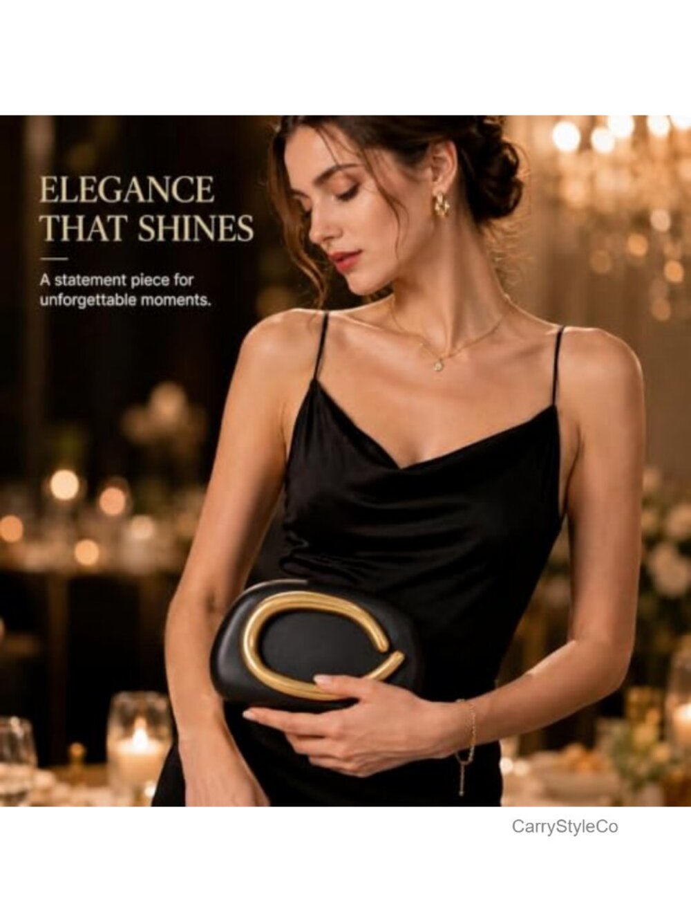 Evening Clutch Bag Detachable Chain Crossbody Formal Wedding Purse - Picture 5 of 6
